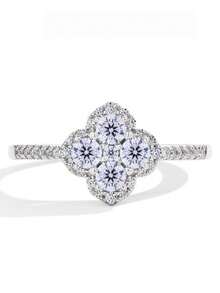 1枚四叶花戒指，S925纯银精致双层戒指，精美首饰，送给女孩的礼物，日常配饰 - 四瓣花戒指 - 查看 1