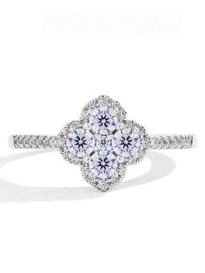 1pc Four-Petal Flower Ring Ladies Jewelry For Women S925 Sterling Silver Exquisite Double Layer Ring Fine Jewelry Gift For Girls Daily Life Decor