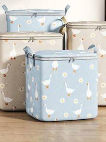 1pc Non-Woven Closet Organizer Storage Bag Clothes Quilts Storage Bag Large Capacity Moving Packaging Bags Luggage Bags Large Capacity Non-Woven Quilt Clothes Storage Bag Clothes Packaging Box Quilt Organizer Storage Bag - Blue - View 2