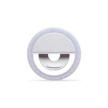 1 pezzo Luce ad anello LED portatile bianca/rosa/blu/nera, lampada da trucco con specchio, con ricarica USB, 3 modalità di illuminazione, illuminazione portatile, anello di bellezza per foto, luce molletta per selfie adatta per live streaming, illuminazione per videoconferenze, fotografia e video, regalo affascinante, rifinizione unghie, estensione ciglie, tatuaggi e cura della pelle, controllo a pulsante touch, decorazione per la stanza, illuminazione da campeggio all'aperto 150mAh adatta per selfie e live streaming, luce portatile