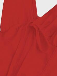 2025 新款复古性感 V 领收腰蝴蝶结雪纺连衣裙，A 字腰中长款海滩太阳裙，鸡尾酒会假日露背礼服