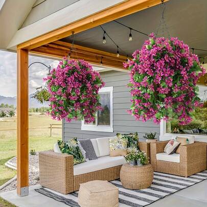 Artificial Hanging Vine, Simulation Design, Sun Protection, Not Afraid Of Wind And Rain, Bright Colors, Not Fading, No Watering Care, Suitable For Outdoor Garden Decoration, Artificial Hanging Vine Plants Hanging In The Courtyard Room Decoration, Home Decoration, Festival Decoration, Party Decoration Supplies, Suitable For A Variety Of Occasions, This Hanging Vine Can Bring Lasting Beauty And Warmth, Send Relatives, Send Friends A Perfect Gift