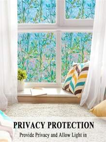 Película para ventana de cristal esmerilado 3D en estilo de vidrieras, con hojas verdes y arcoíris. Película antiestática para puertas de cristal, parasol, control de calor y rayos UV para hogar y oficina