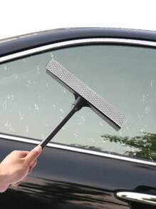 2-In-1 Professional Window Cleaner Squeegee With Scraper, 7.87/9.84 Inch Windshield Wiper Tool With Sponge Brush And Rubber Blade, Ergonomic Handle For Car And Home Use - Black