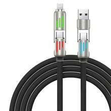 BinBoom 4 In 1 USB Charging Cable (3.3FT/3.9FT/6.6FT) With Breathing Light, USB A/C To C/L Multi Charging Cable For Phone 16 15 Pro Max , IPad Pro Air, SamSungS24, Phone 14 13 12 - Multicolor - View 10