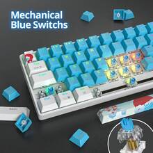 60% Mechanical Keyboard, Compact 60 Percent Gaming Keyboard RGB Backlit, 61 Keys Mini Keyboard, USB Wired Office Keyboard