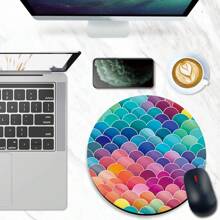 1pc Sunset Beach Butterfly Design Round Mouse Pad, With Anti-Slip Rubber Base Small Portable Travel Mouse Pad, Suitable For Work Wireless Computer Laptop, Office Desk Accessory