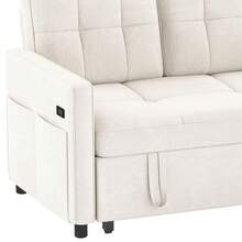 3 In 1 Convertible Pull Out Couch 54" Sleeper Sofa Bed Loveseat Velvet Futon Couch Adjustable Backrest For Living Room Bedroom Apartment And Small Space - 米色 - 查看 10