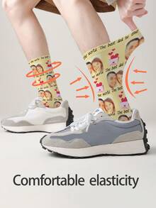 1 Pair Custom Face Socks, Custom Photo Sock, Custom Printed Socks, Personalized Funny Face Socks, Custom Picture Socks, Put Any Face On The Socks, Anniversary Gift, Valentine Gift, Birthday Gift, Wedding Gift, Mother's Day Gift - Multicolor - View 5