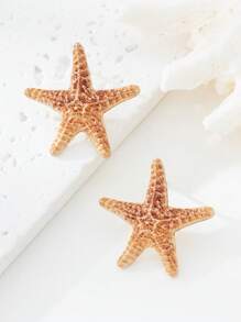 1 Pair Minimalist Starfish Design Earrings, Versatile Beach Holiday Jewelry Accessories For Women