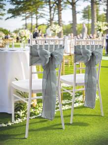 1pc/2pcs/6pcs/10pcs Solid Color DIY Terylene Bowknot Chair Back Decor, Suitable For Various Banquets & Parties, Chair Decoration, Adds Festive Atmosphere