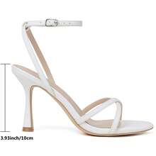 Strappy Heels For Women Lace Up Ankle Strap Heels Round Open Toe Heels Stiletto High Heels Women's Heeled Sandals For Prom, Party, Daily - trắng - Xem 11