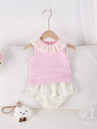 2 زوج مجموعة ملابس صيفية رقيقة للأطفال والبنات الصغار، ملابس علوية طوق دولي وشورت، بطراز كوري