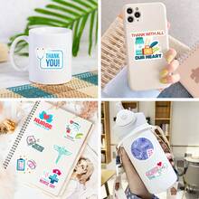 50 张护士贴纸，可爱卡通医院医生和护士贴纸，适用于医疗、笔记本电脑、水瓶、滑板、电话、吉他、行李箱、剪贴簿、安全帽、派对装饰，创意美学涂鸦乙烯基防水贴纸，适用于医生青少年成人、学校用品、返校 - 彩色 - 查看 10