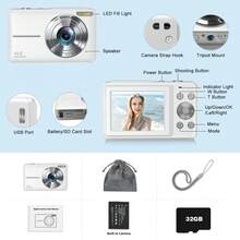 CAMKORY 4400MP Full HD 1080P Digital Camera, With 32GB Memory Card, 700mAh Rechargeable Battery, 16X Optical Zoom, Image Stabilization, Compact And Portable, Suitable For Beginners, Boys And Girls - Camera + Memory Card - View 8