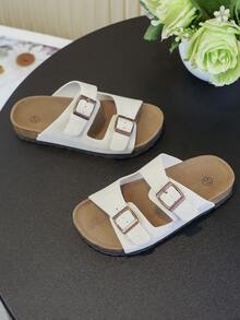 1 Pair Men's Solid Color Soft Cork & PU Non-Slip Round Toe Casual Beach Slippers, Suitable For Summer - Beige - View 3