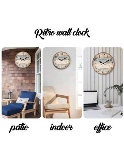 1pc 10 16 Inch Rustic Farmho Faux Wood Grain Large Wand Klok Battery Powered, Quiet Silent, Living Room, Bedroom, Kitchen, Country Cottage, Home Friends (No Included) Room Bedroom Dormitory Back To School view 7