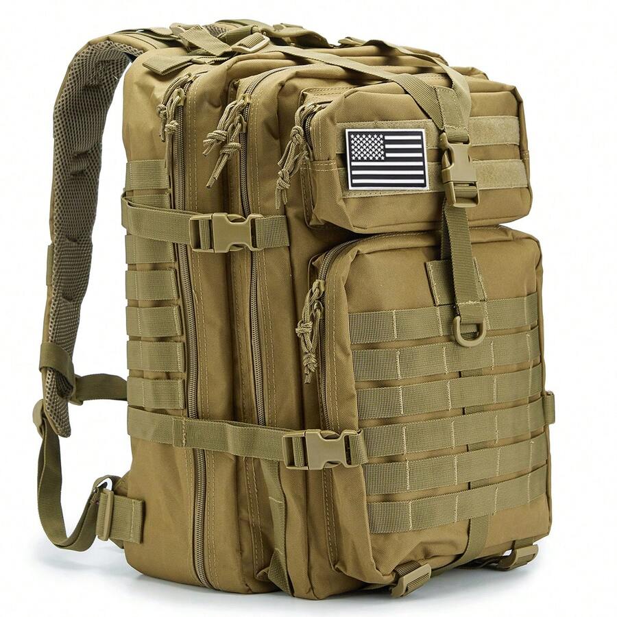 50L Large Tactical Backpack For Men | Outdoor MOLLE 3-Day Survival Backpack | Camping Gear Backpack | Hiking Backpack - Khaki - View 1