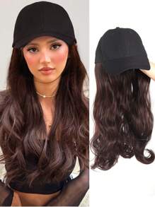 Long Wavy Synthetic Baseball Cap Hair Wig For Girl Hair Wig Naturally Connect Ha Twigs Adjustable