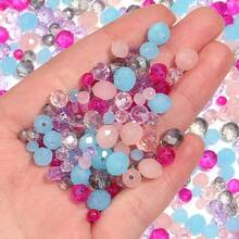 1 Pack Random Light To Dark Purple Glass Crystal Flat Beads - Pink Purple - View 3