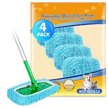Reusable Dry Sweeping Cloths Microfiber Wet Mop Pads Compatible With Sweeper Mop Replacement Sweeping Mopping Pad Refills For Hardwood Surface Floor Cleaning (4pcs) - Blue - View 1