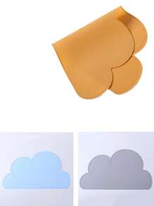 1 pièce Tapis de table pour chat et chien en silicone, en forme de tête de chat, facile à nettoyer, anti-déversement. Tapis de gamelle pour animaux de compagnie, imperméable, avec rebord antidérapant anti-fuite. Tapis de table pliable et isolant en forme de nuage, fournitures pour animaux de compagnie