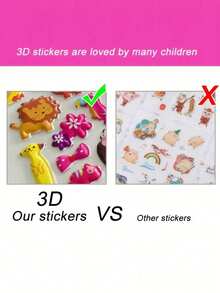 10/30/50pcs 3D Animal Wall Stickers Convex And Concave Stickers Cartoon Animal Transportation Bubble Stickers Boy Girl Children Cute Cartoon Reward Stickers Children Three-Dimensional Stickers