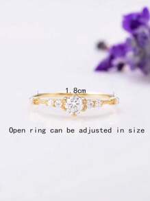 1 pièce Bague ouverte mince et délicate avec 7 pierres scintillantes de luxe minimaliste