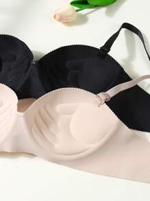 3PCS Girls Teen Solid Color Cute Seamless Underwear Push Up Bras