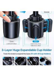 Adjustable Car Cup Holder Cellphone Mount Stand Mobile Cell Phone Bracket , Expandable Base - Black - View 5