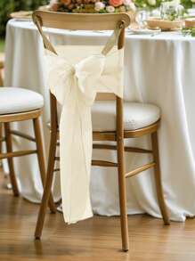 1pc/2pcs/6pcs/10pcs Solid Color DIY Terylene Bowknot Chair Back Decor, Suitable For Various Banquets & Parties, Chair Decoration, Adds Festive Atmosphere