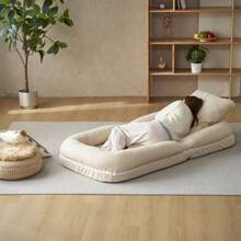 Triple Fold Down Sofa Bed - Beige - View 3