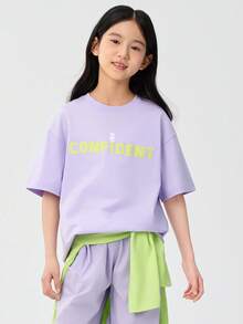 Balabala Tween Girl' Short-Sleeve Quick-Dry T-Shirt, Lightweight Wear - Pink Purple - View 4