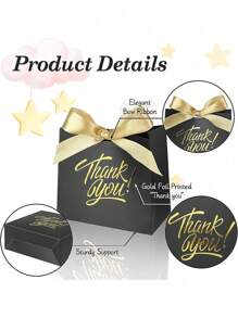 10pcs Small Thank You Gift Bags, Party Favor Bags Boxes With Bow Ribbon, Small Paper Gift Bags With Gold Foil Printed, Mini Candy Treat Bags For Birthday Wedding Party Holiday