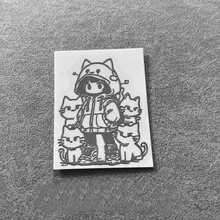 1/4 件 3D 猫与女孩图案贴纸，卡通猫金属纹理手机贴纸，装饰性可爱空调电器贴纸，适用于手机、电脑、礼物 - 銀色 - 查看 8