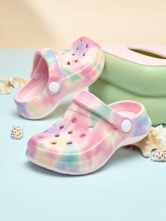 Kids' Solid Color Casual Slippers, Waterproof Non-Slip EVA, Comfortable Soft Thick Sole Beach Sandals, Hollow Breathable Sports Slides