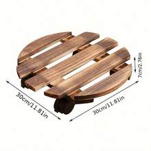 Heavy Duty Rustic Wood Plant Cart With Lockable Metal Wheels | Indoor/Outdoor Garden & Terrace Trolley | Sturdy Mobile Decorative Stand For Pot Transportation & Plant Moving - Multicolor - View 13