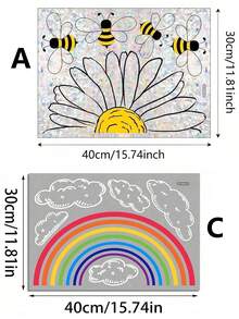 1pc Sun Vibrancy Static Adhesive Glass Sticker Bee & Sunflower Design Gifts Birthday Graduation Stickers Personalised Stickers - Multicolor - View 15