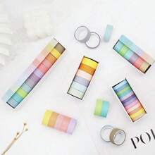 Ensemble de 12 pièces de ruban adhésif washi pour journal, ruban adhésif unicolore arc-en-ciel pour DIY