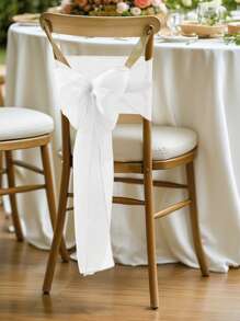 1pc/2pcs/6pcs/10pcs Solid Color DIY Terylene Bowknot Chair Back Decor, Suitable For Various Banquets & Parties, Chair Decoration, Adds Festive Atmosphere