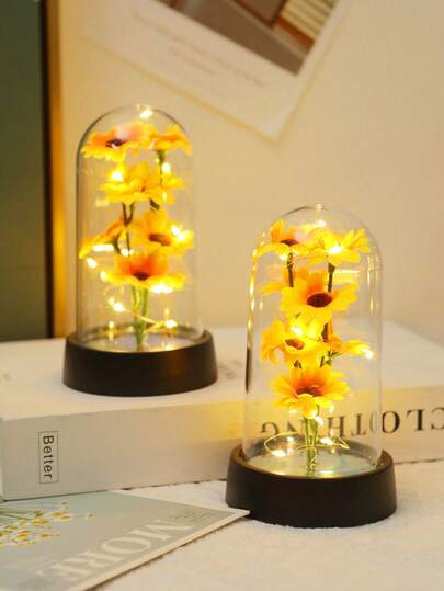 1pc Cute Simulation Fabric Sunflower Decorative Light, Home Decor Bedroom Decor Room Decor Wedding Decor For Indoor Decoration, Bedroom Decoration, Mother's Day Decoration, Wedding Decoration, Mother's Day Gift, Night Light Led Light, Cozy Atmosphere Night Light