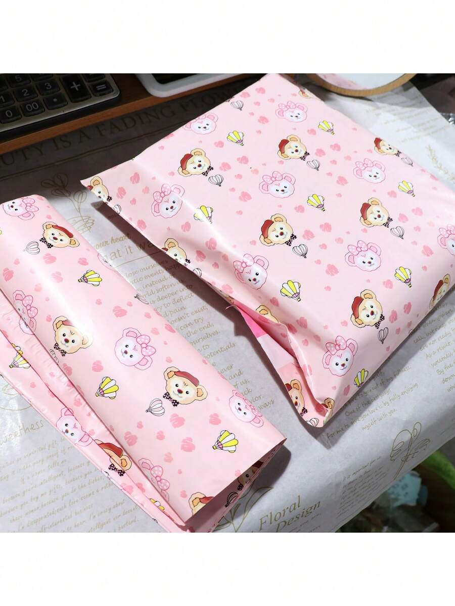 10/20个粉色小熊快递袋，服装包装袋，礼品包装袋，简约多用途袋，适用于学校、办公室、寄送和返校 - 快遞包裝袋 - 查看 1