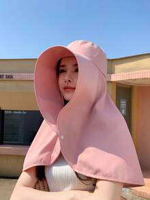 1pc Women's Multi-Color Curved Design Large Brim Round Buckle Fashionable Casual Street Beach Anti-Sun And Anti-UV Shawl Sunshade Hat Suitable For Daily Travel, Sports And Vacation Use - Multicolor - View 8