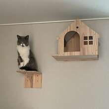 1pc Cat Wall Mansion, Sturdy Cat Wall Frame And Perch, Cat Wall Furniture For Playing, Climbing And Resting, Wooden Cat House, Max Load 12kg (26lb)