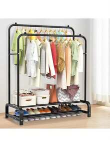 OYAJIA Clothes Rail, 110 * 55 * 150cm Clothes Rack, Multifunctional Clothes Rails For Bedroom, Metal Clothes Hanging Rail, Minimalist Design Clothing Rail, Clothes Racks For Hanging Clothes, Black - Black - View 1