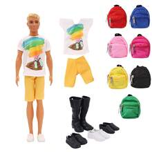 30 厘米/11.5 英寸娃娃服装衣柜，男士休闲简约时尚服装套装，包括 1 件衬衫、1 双鞋、1 个背包（不含娃娃）
