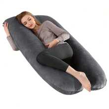U-Shaped Pregnant Woman Pillow, Sufficient Filling Capacity, Cushion, Waist Pillow, Multi-Functional Waist Support Side Sleeping Pillow   U-Shaped Pillow Back Neck Supportmother Day Gift - 黑色 - 查看 3