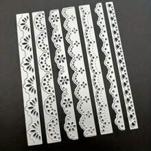 1pc Floral Lace Border Embossing Die, Silvery Metal Template For DIY Scrapbooking & Card Making Decor