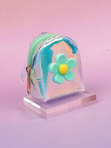 Mini Flower Coin Purse For Kids, Girly Laser Transparent Mini Backpack, Fashion Zipper Pouch - Multicolor - View 8
