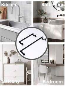 1pc,Household Towel Rack Non-Punched Wall Hanging Cabinet Door Behind The Door Storage Rack Non-Nailed Single Pole Towel Rack Rag Hanging Rod Home Bathroom Decor Bathroom Accessories Bathroom Organizer Fall Decor Back To School - Multicolor - View 8